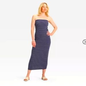 A NEW DAY Tube Dress Navy/White NWT